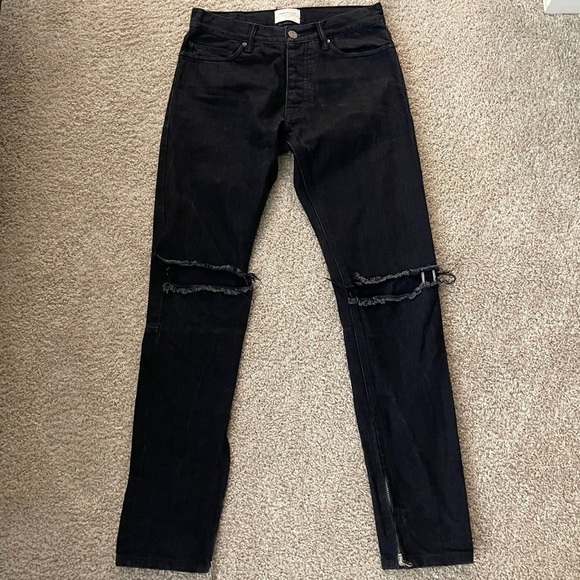 Fear of God Black Fadewash Skinny Jeans with Distressing grunge streetwear goth - Picture 2 of 10